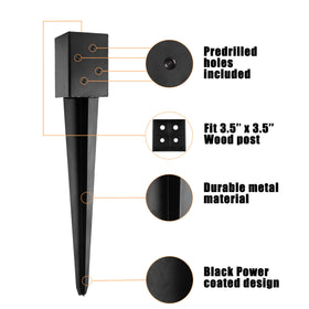 LADECH black powder-coated post anchor shown on a sturdy wooden post.