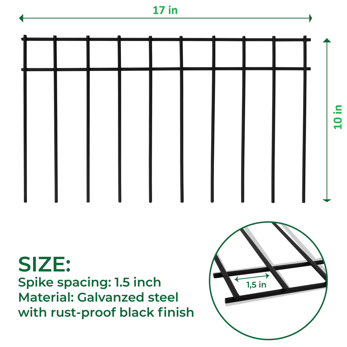 Close-up of LADECH ground stakes showing 1.5-inch spike spacing for secure installation.