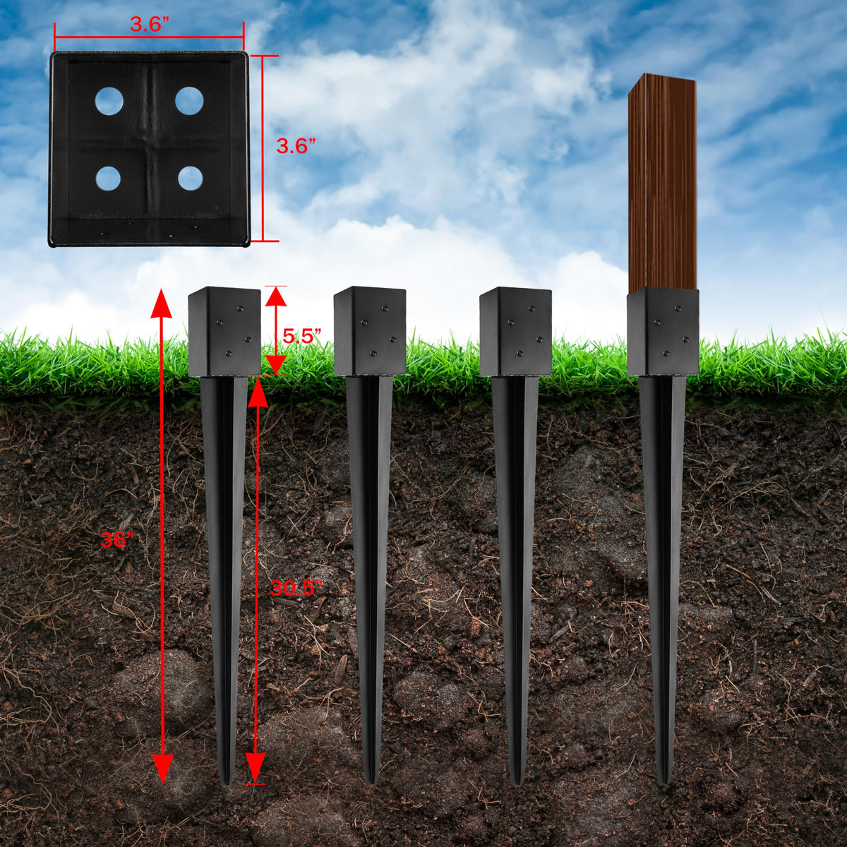 LADECH heavy-duty steel with black powder coating resists rust in outdoor conditions