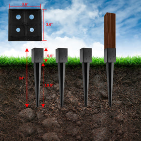 LADECH screw-in post anchor demonstrates 3.5x3.5 inch compatibility.