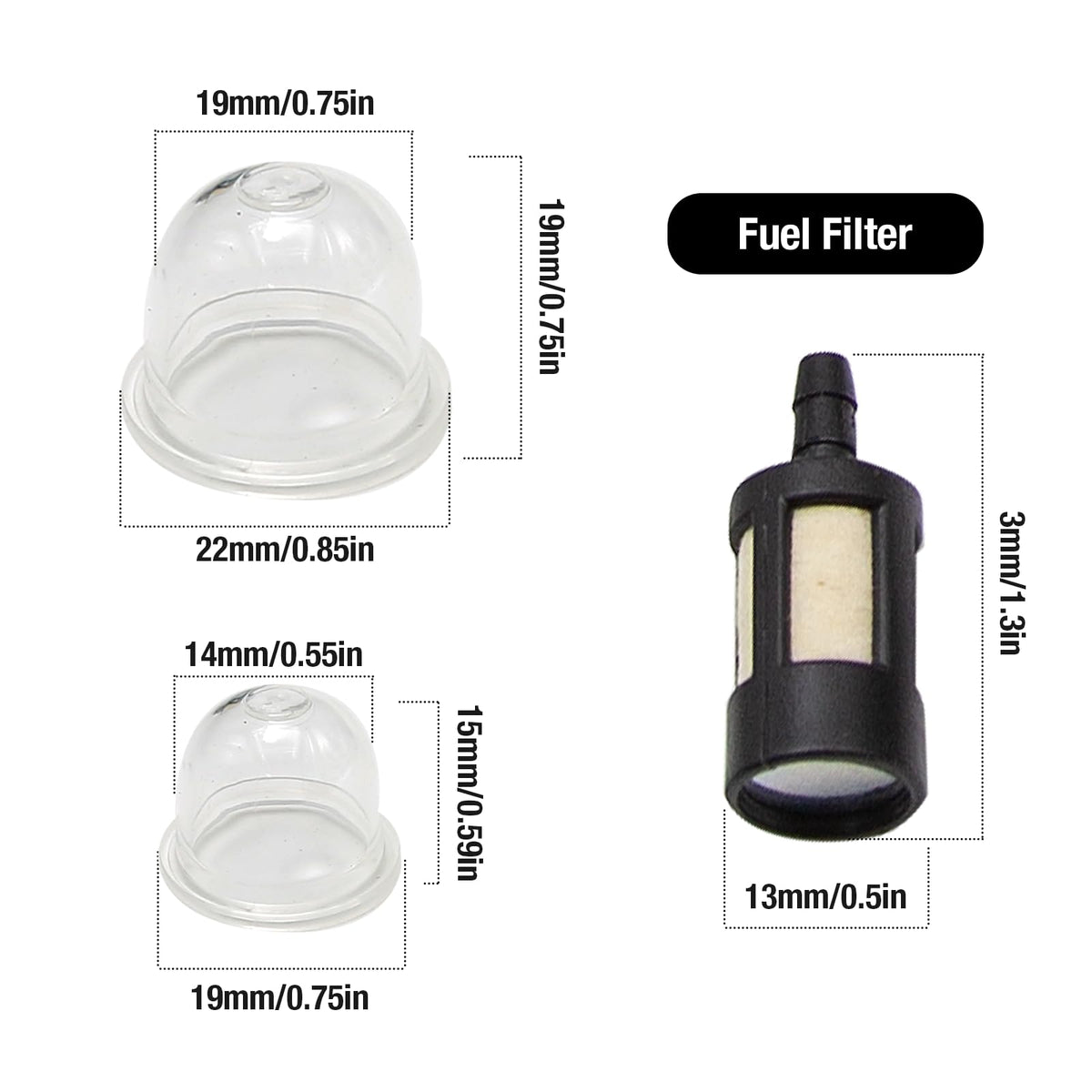 Laffoonparts AC04122 primer bulb close-up highlighting quick snap-in replacement.