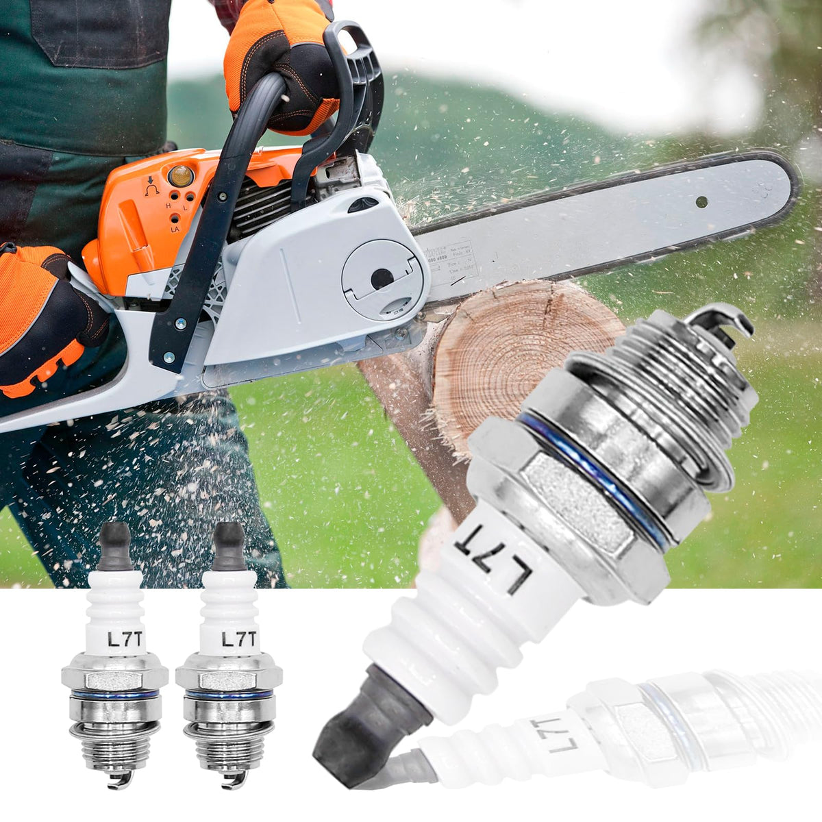 laffoonparts spark plug kit in hand demonstrates universal compatibility with many models.