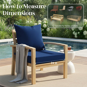 L'AGRATY navy cushions include two straps and a carry handle for easy setup.
