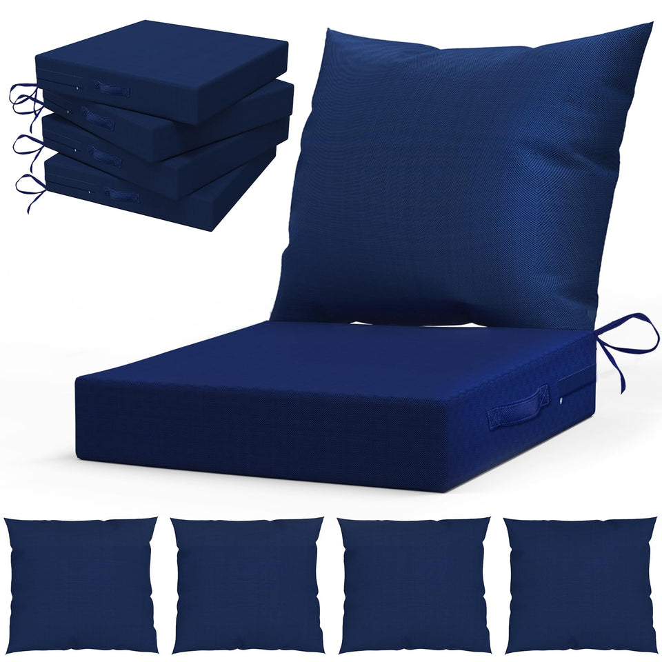 L'AGRATY outdoor chair cushions 24x24 navy deep seat for weatherproof comfort.