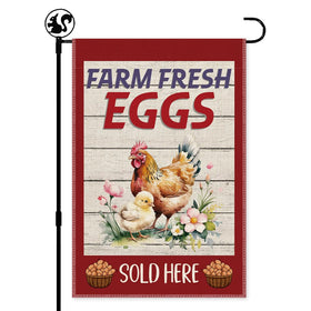 LAGZDFC Farm Fresh Eggs flag, double-sided for vivid outdoor display.