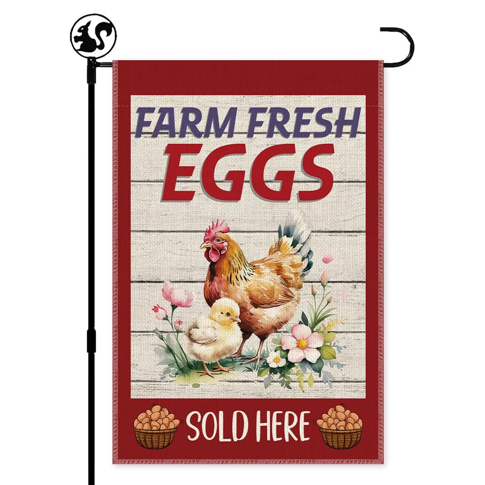 LAGZDFC Farm Fresh Eggs flag, double-sided for vivid outdoor display.
