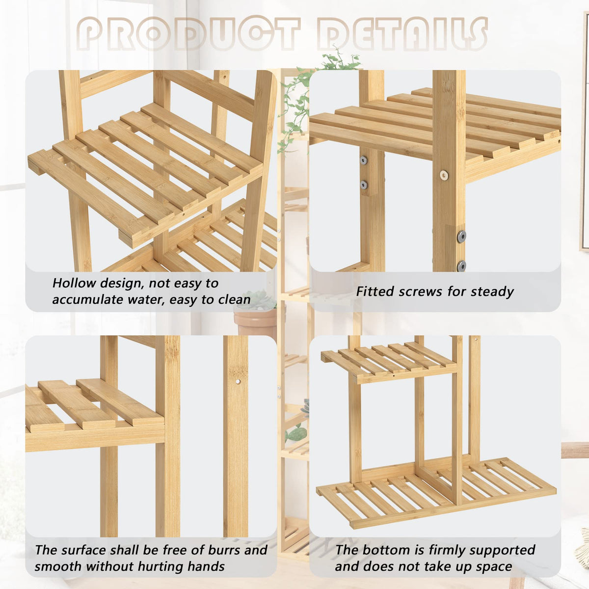 Laiensia bamboo stand for balcony garden setup.