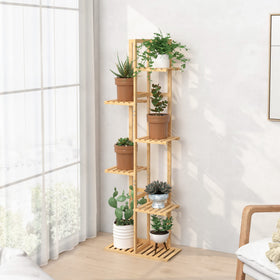 Laiensia 6-tier bamboo stand front view showcasing organized plants.