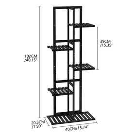 Laiensia 5-tier bamboo stand shows assembly tools included.