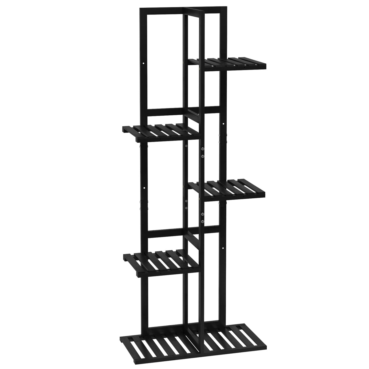 Laiensia 5-tier bamboo stand front view shows multi-level plant arrangement.