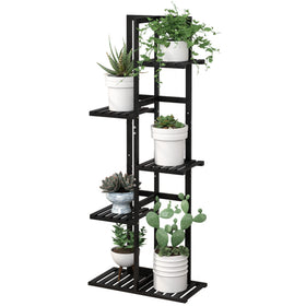 Laiensia 5-tier bamboo stand side view for indoor and outdoor plant display.