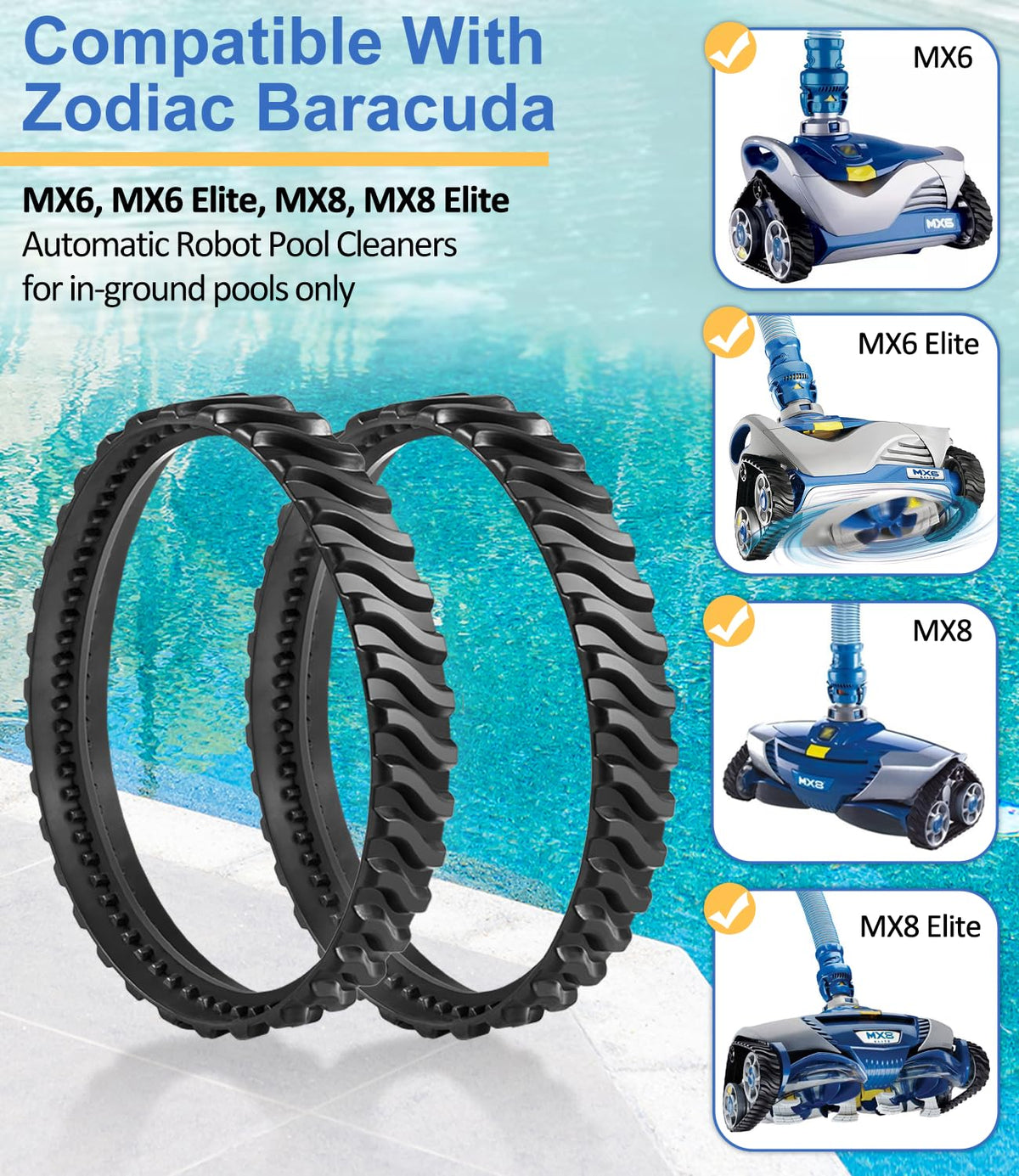 LAIKOU heavy-duty rubber track upgrade for Baracuda MX6 Elite.