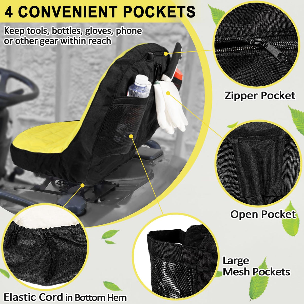 LAIKOU seat cover with four pockets keeps tools within easy reach