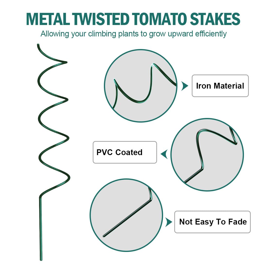 LAKNUAL twisted tomato stake with spiral design for sturdy plant support