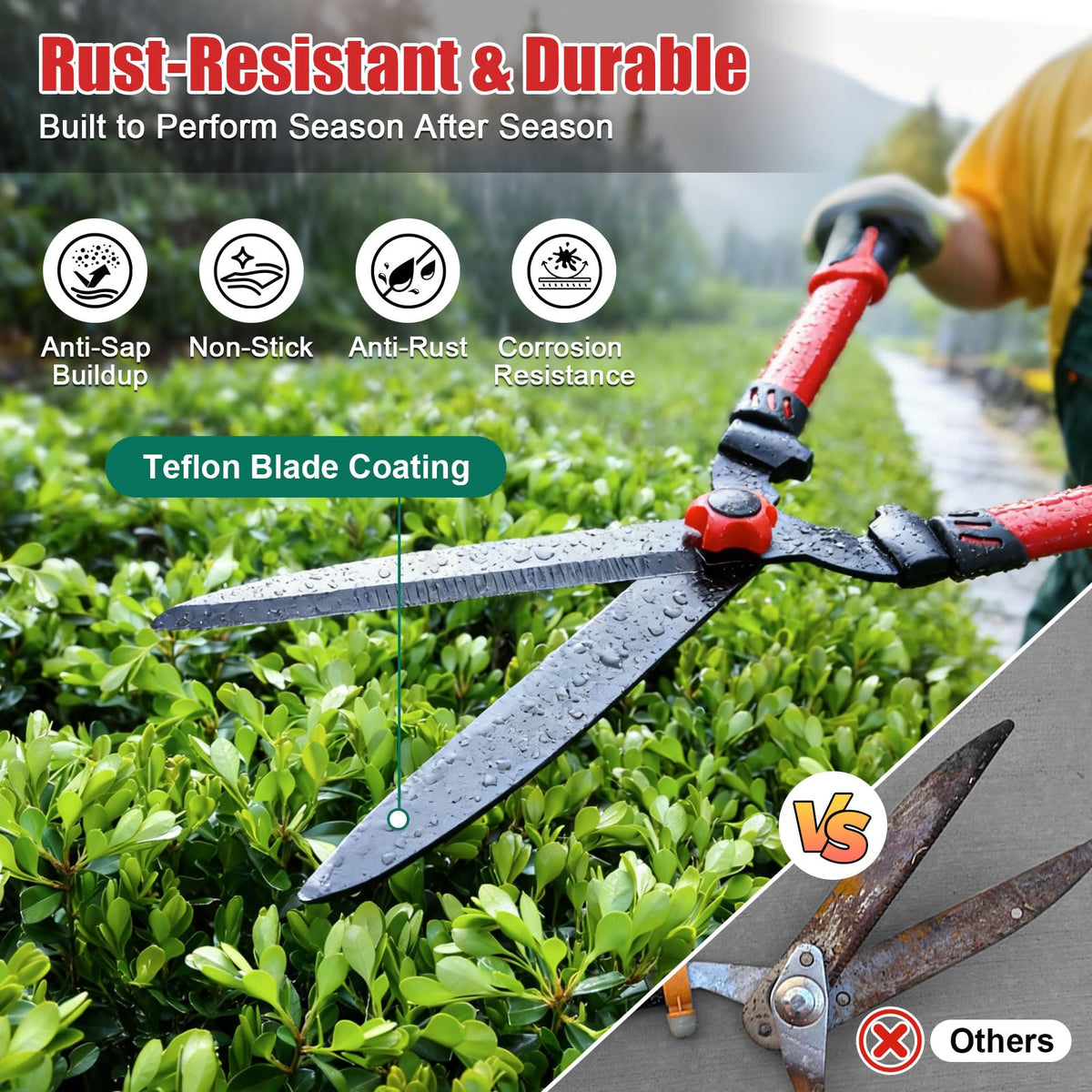 LAKEROD blade notch secures branches for stable, accurate cuts.