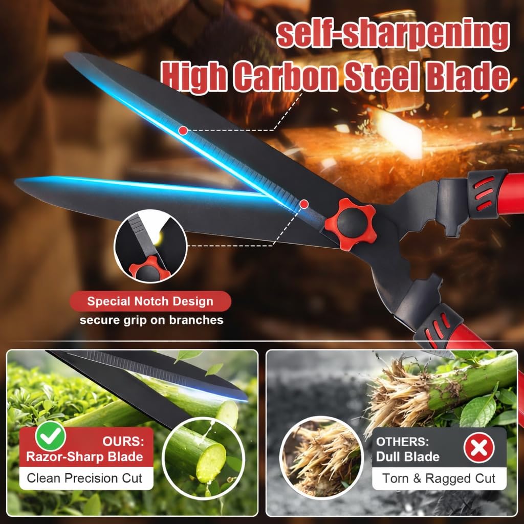 LAKEROD ergonomic handle and angled head provide comfortable trimming sessions.