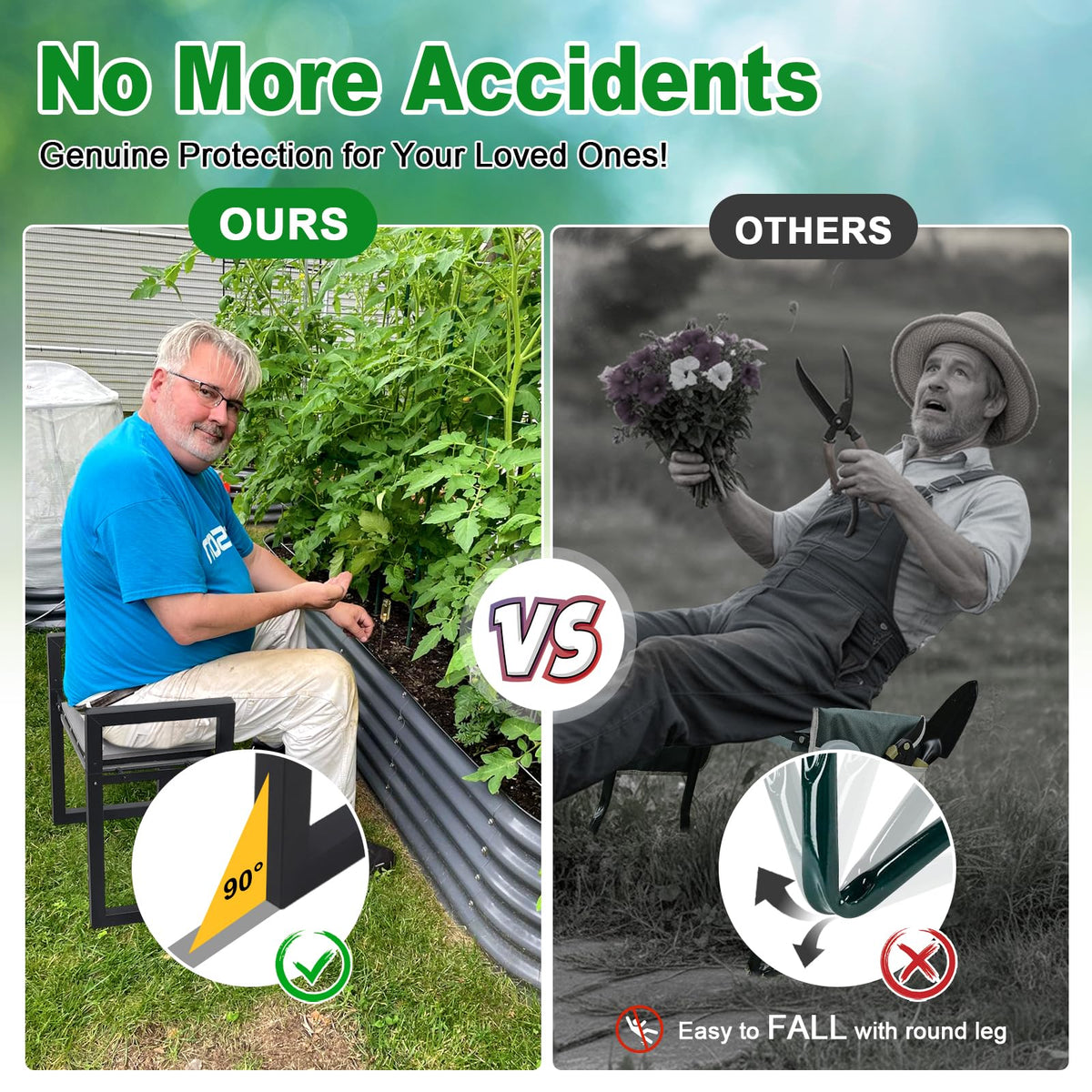 LAKEROD foldable kneeler with ergonomic handles for easy standing and repositioning.