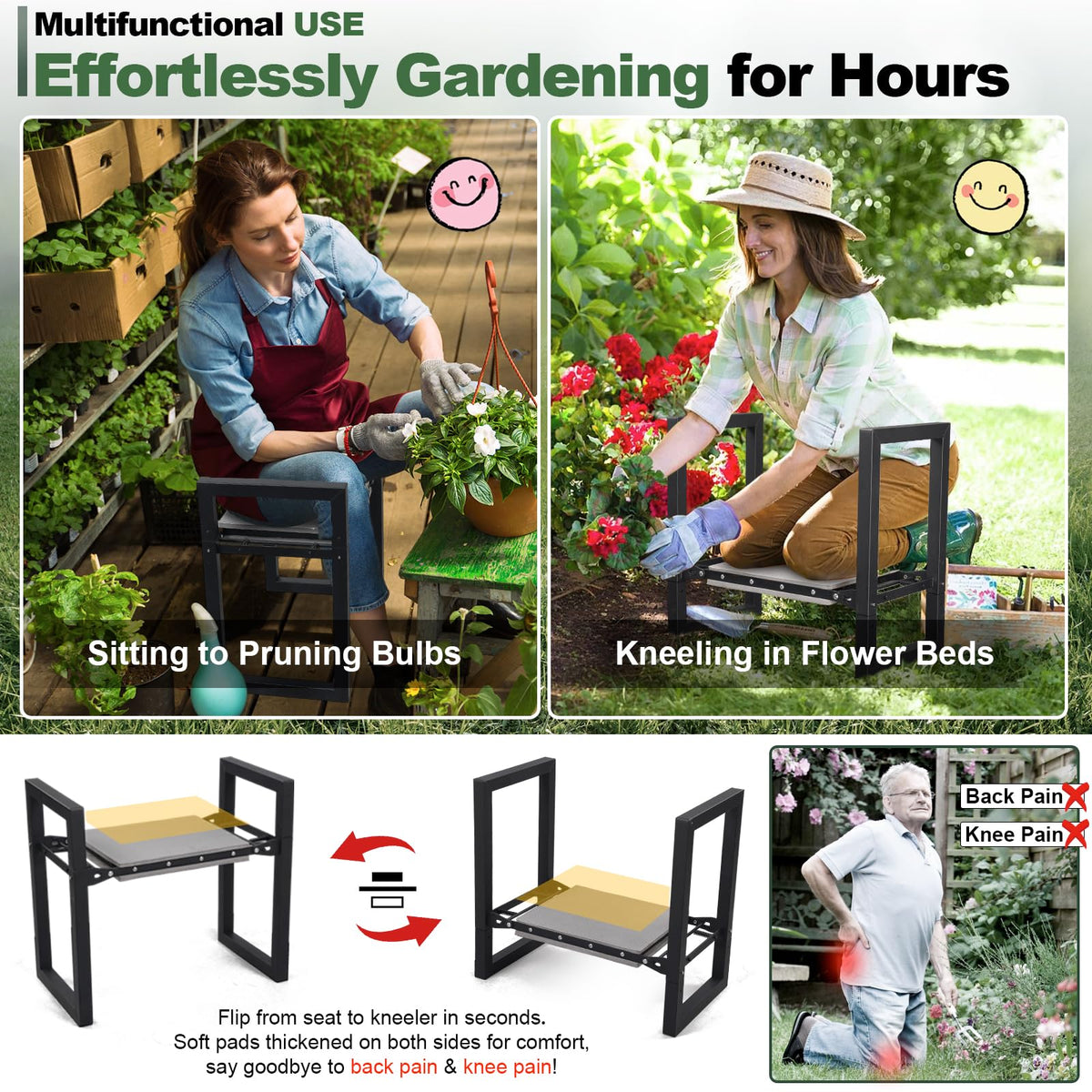 LAKEROD heavy-duty metal frame supports up to 400 lbs for durable garden use.