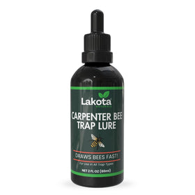Lakota Naturals carpenter bee lure bottle attracting bees to traps.