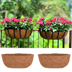 LáLáGreen 16in half-rounded rectangular coco liner for hanging baskets with drainage.