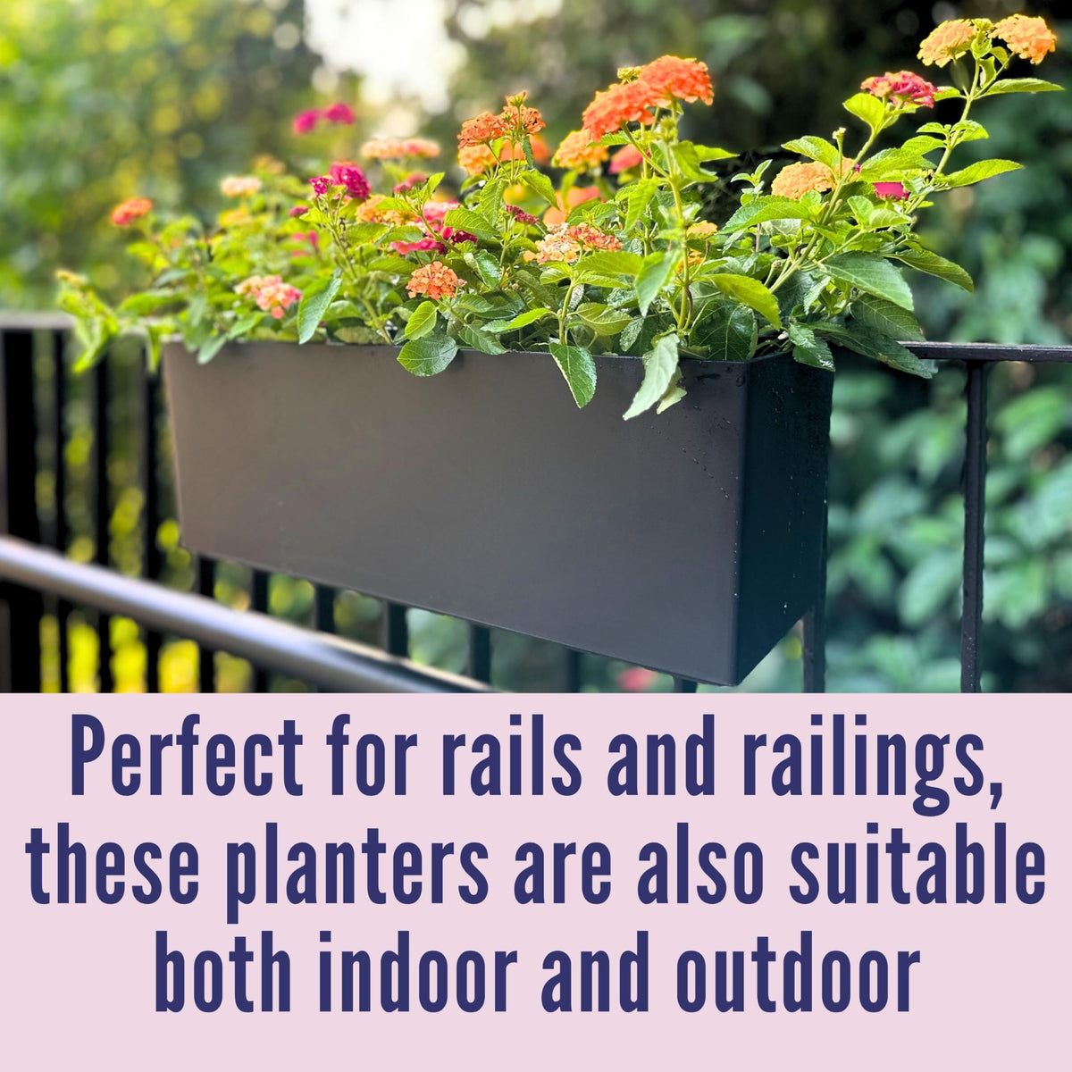 LáLáGreen balcony railing planters suitable for flowers, herbs, and small vegetables.
