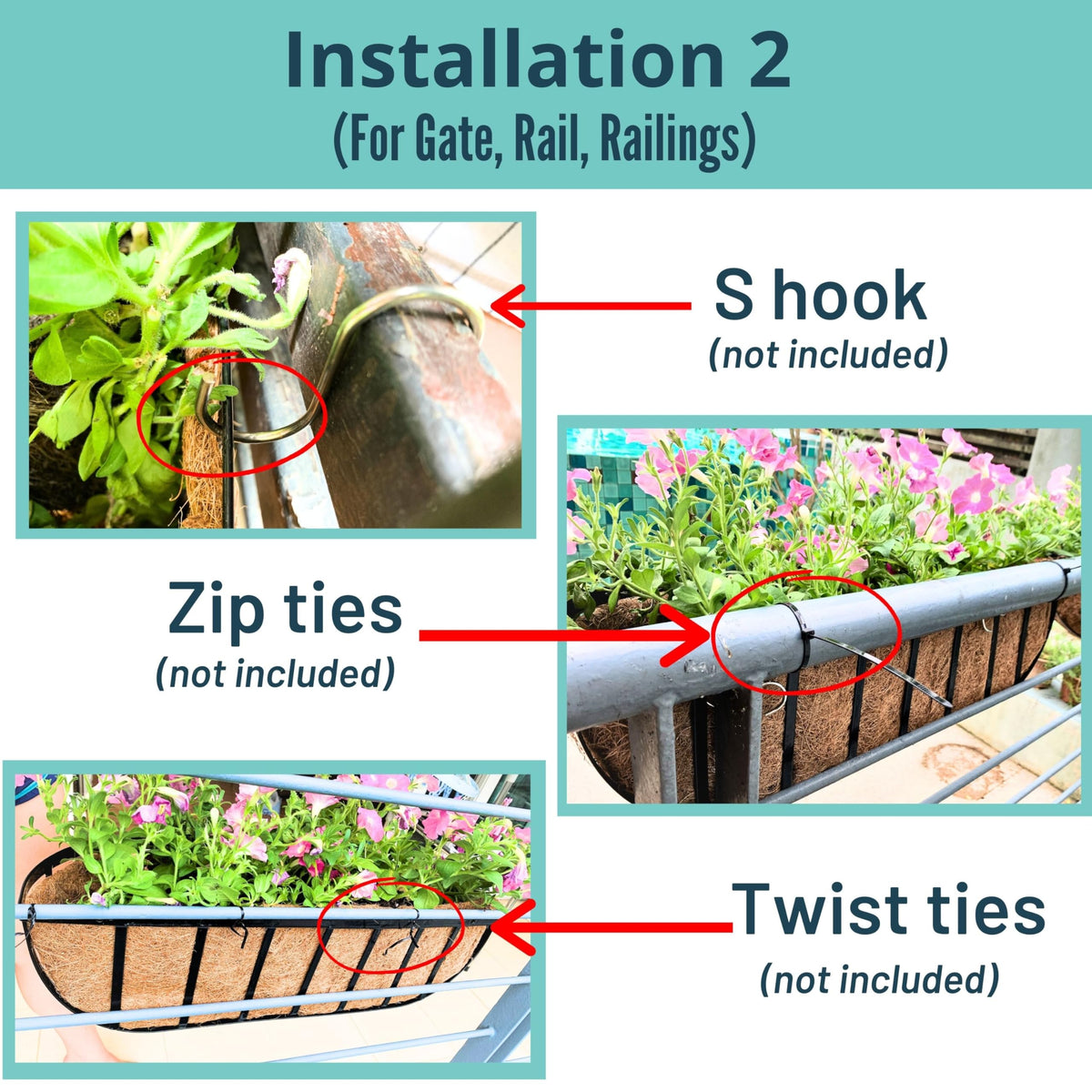 LáLáGreen coco liner inside planter aiding moisture and airflow.