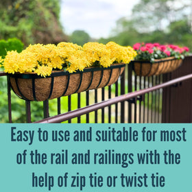 LáLáGreen fence rail planter enhancing porch decor.