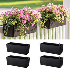 LáLáGreen railing planter box 14inch with brackets ideal for balcony herb display.
