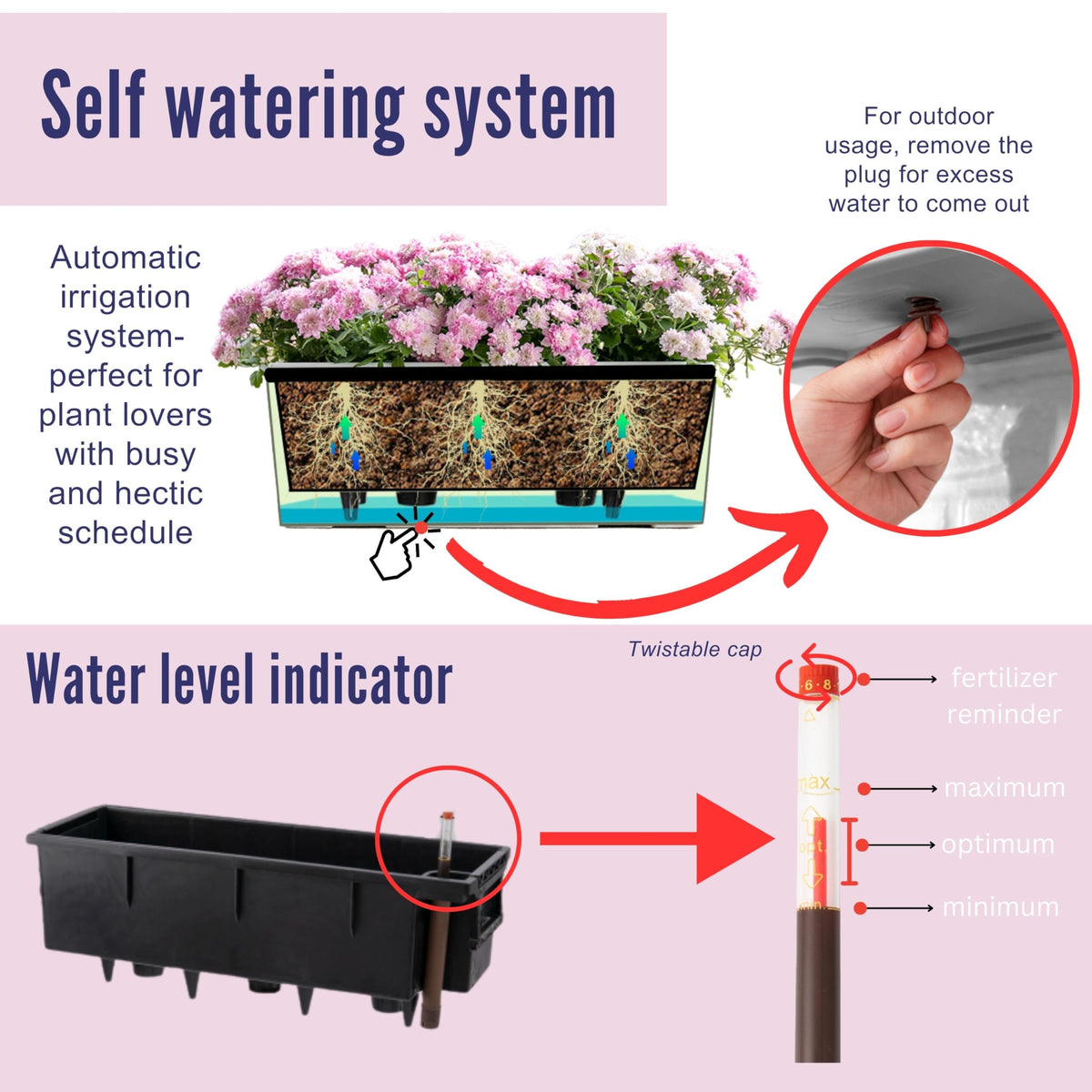 LáLáGreen rectangular hanging planter on a deck railing, quick installation for instant greenery.