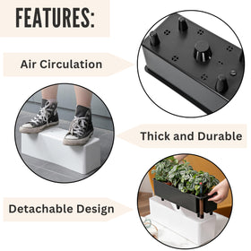 LaLaGreen rectangular white railing planter adds clean accent to outdoor spaces.