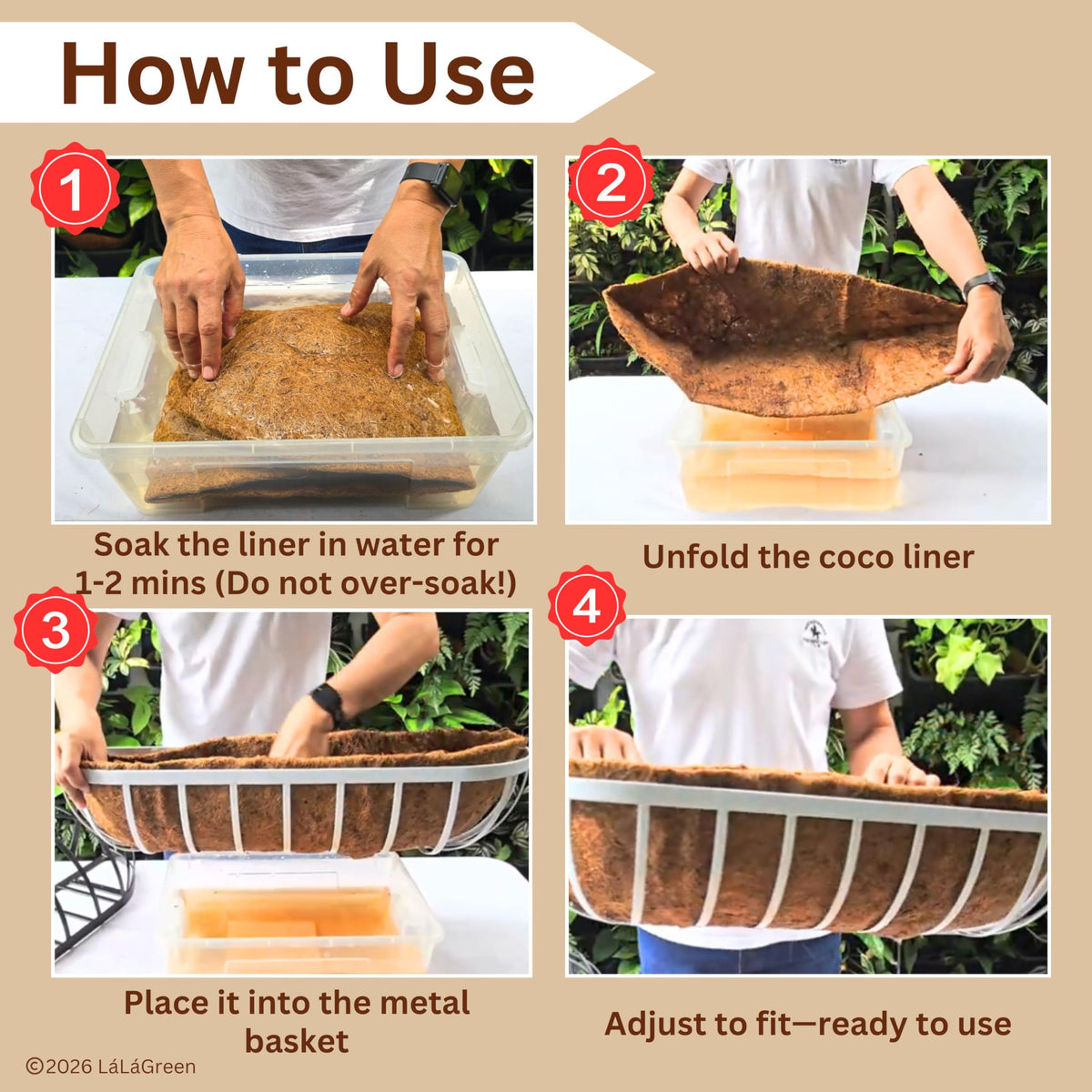 LáLáGreen pre-soaked liner prepares for easy planting.