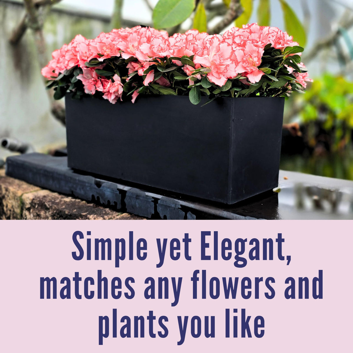 LáLáGreen weather-resistant plastic planters with sturdy brackets endure sun and rain.