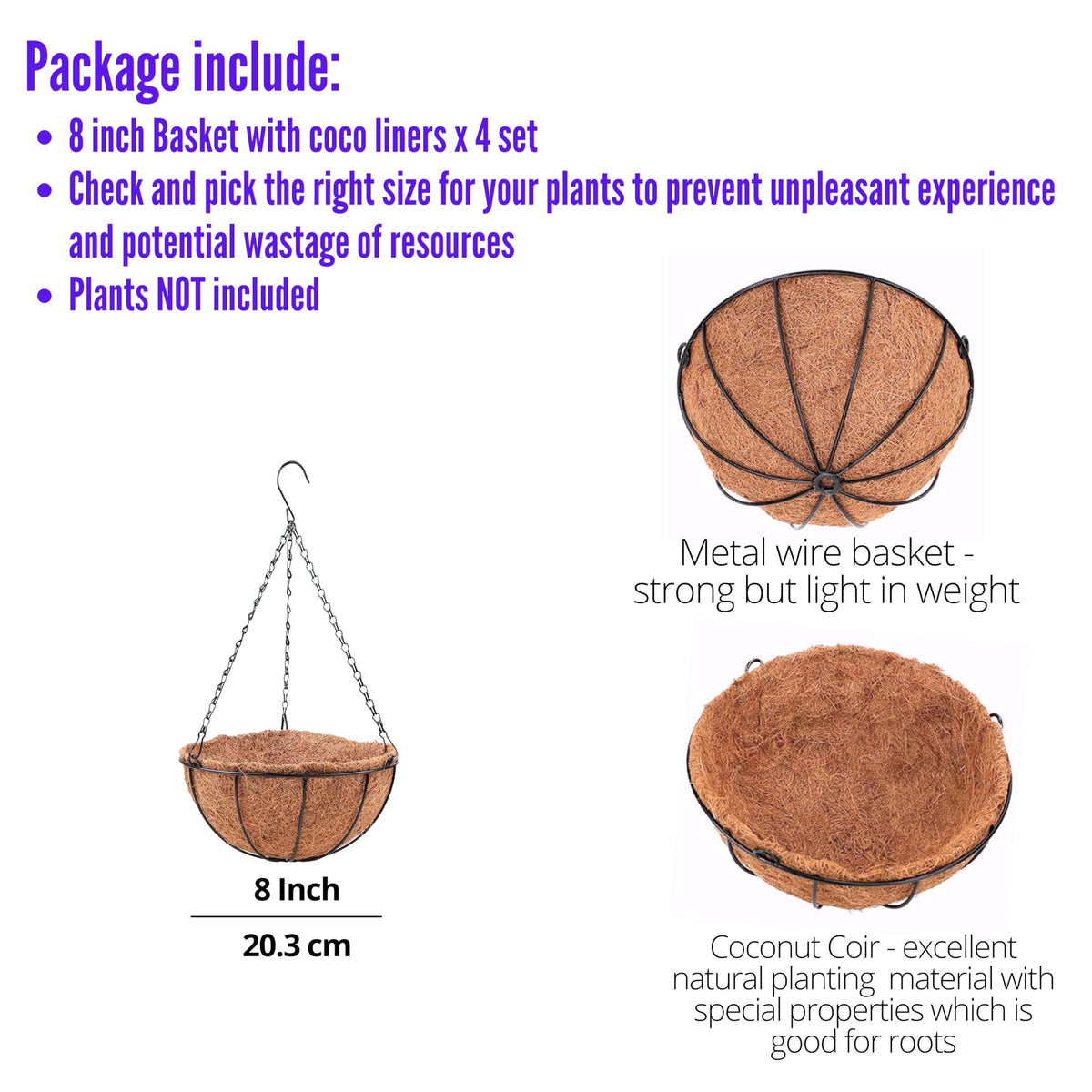 LáLáGreen coco liner basket showing soil containment and drainage use