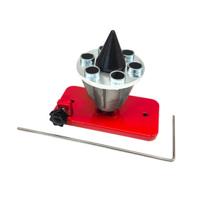LAMBIS Blade Balancer on red magnetic wall mount for easy blade storage.