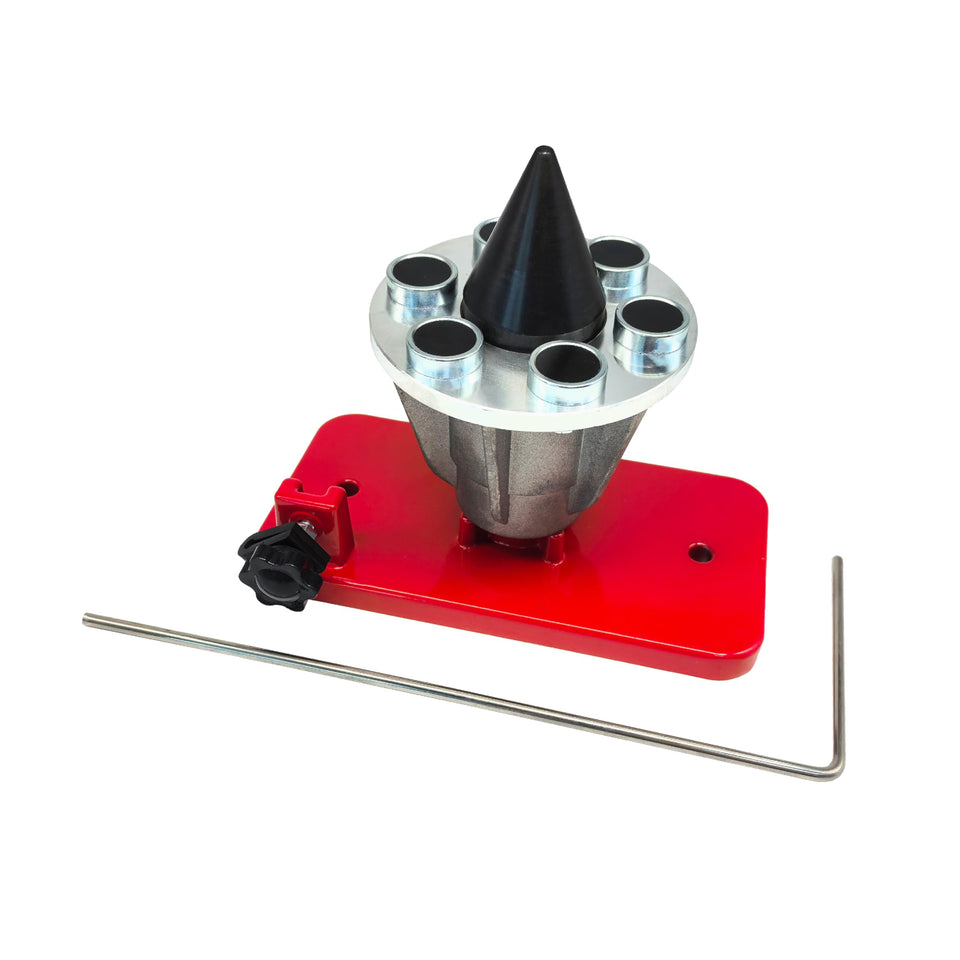 LAMBIS Blade Balancer on red magnetic wall mount for easy blade storage.