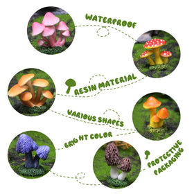 Lamnes garden fairy mushrooms colorful set adds whimsy to planters and terrariums