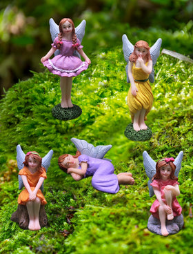 Lamnes small resin figures perfect for fairy gardens, bonsai displays, or shelf decorations.