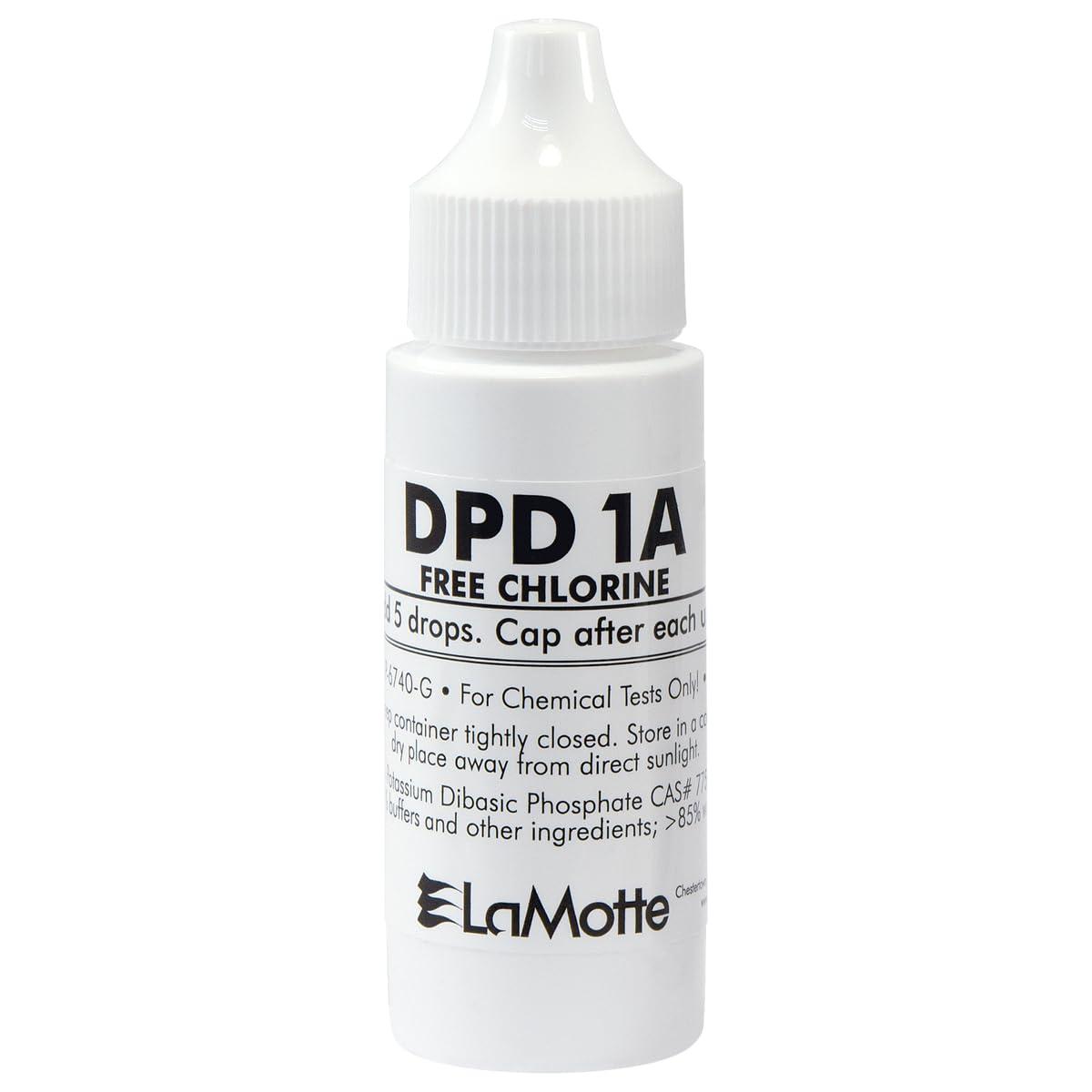 LaMotte DPD 1A Free Chlorine Reagent bottle for precise chlorine testing.