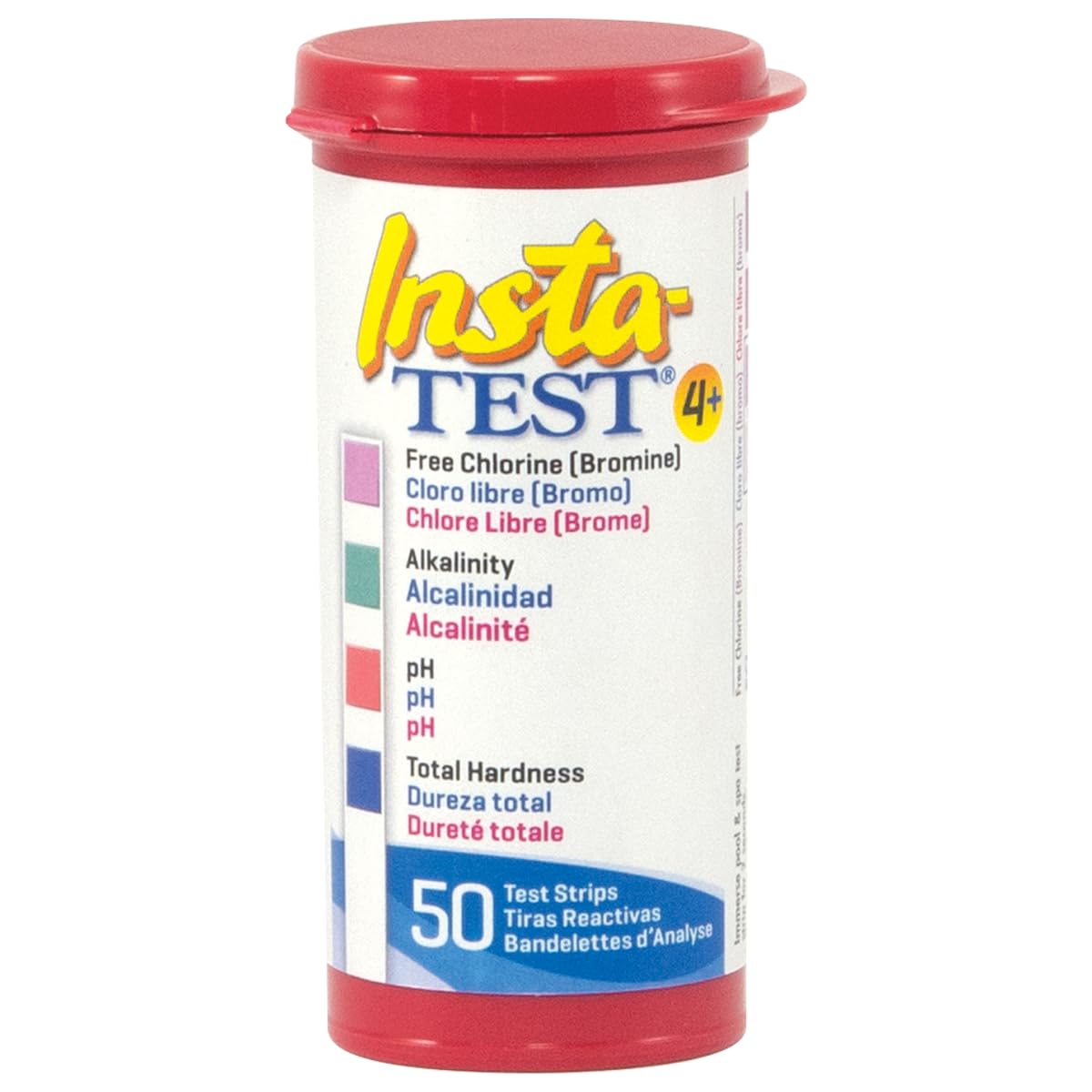 LaMotte Insta-Test 4 Plus strip dip-read shows quick pool chemistry results.
