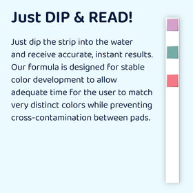 LaMotte Insta-Test 5 strip color chart emphasizes easy readability for accurate dosing.