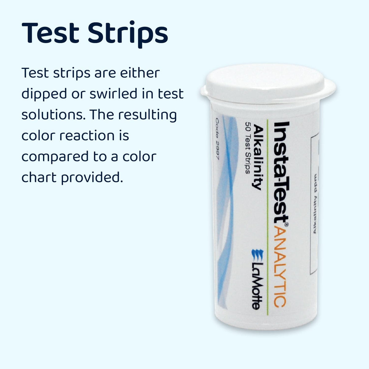 LaMotte Insta-Test 5 strip dip action shows quick results for pools and spas.