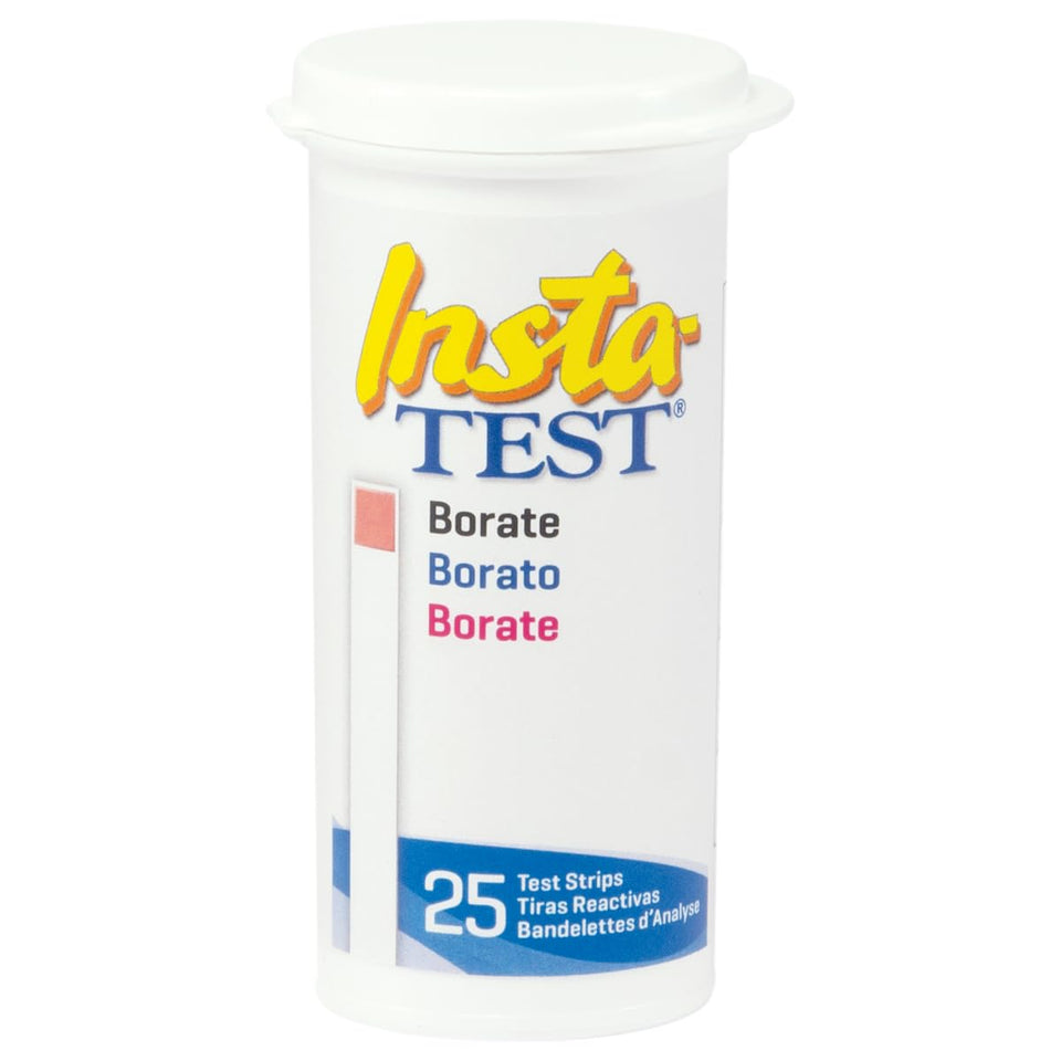 LaMotte Insta-Test borate strip inside a waterproof bottle for fast readings.