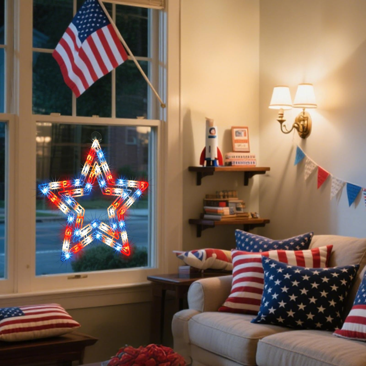 Lamphome front door window decor lights enhance entryway charm.