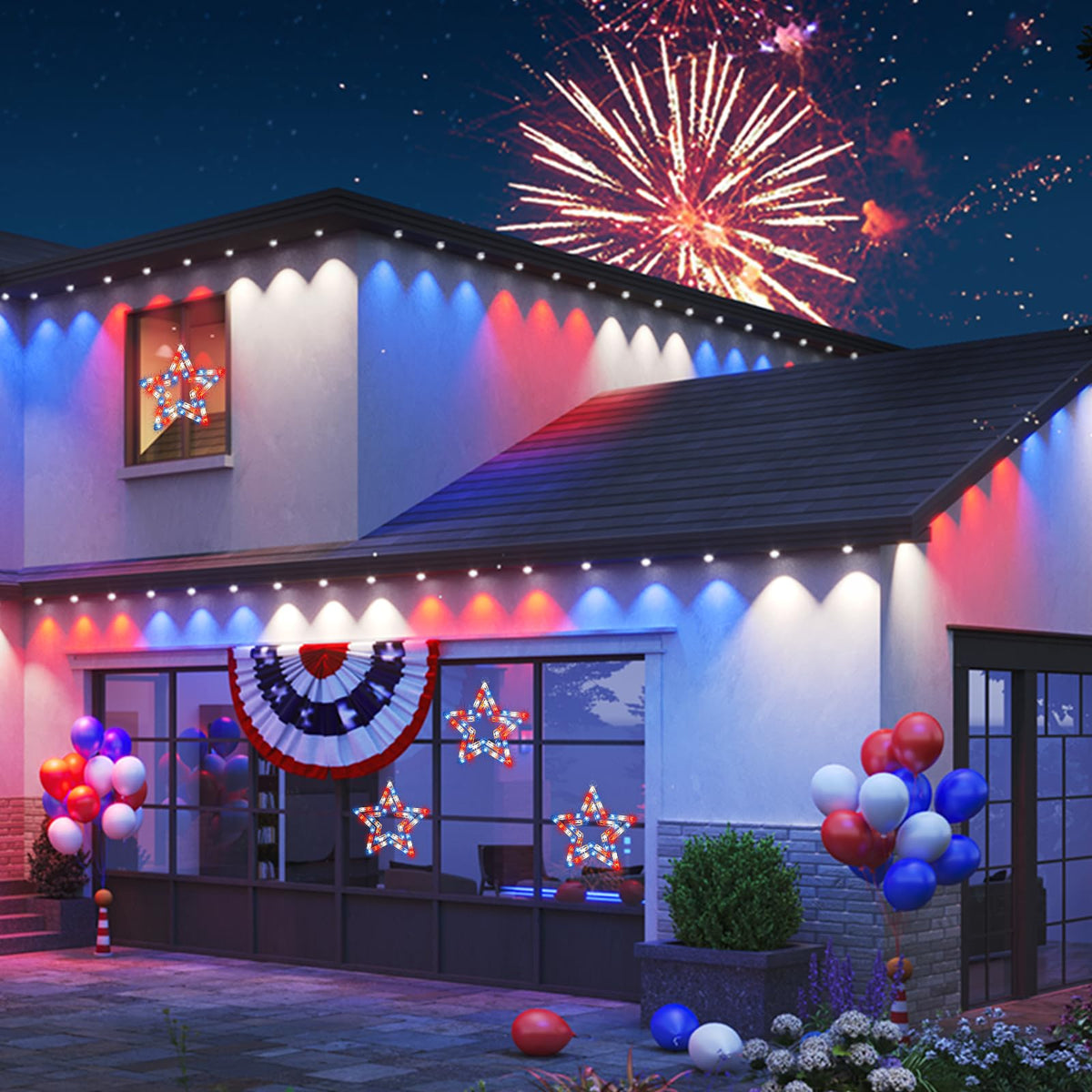 Lamphome patriotic window lights with suction cups for easy, tool-free mounting on glass.