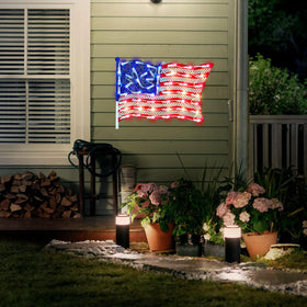 LAMPHOME red white blue window decor glows softly for nighttime celebrations.