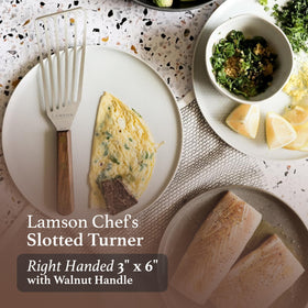 Lamson stainless steel blade highlights durable, heat-resistant performance.