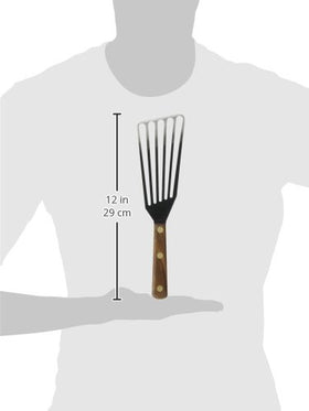 Lamson walnut handle close-up emphasizes comfortable grip and craftsmanship.