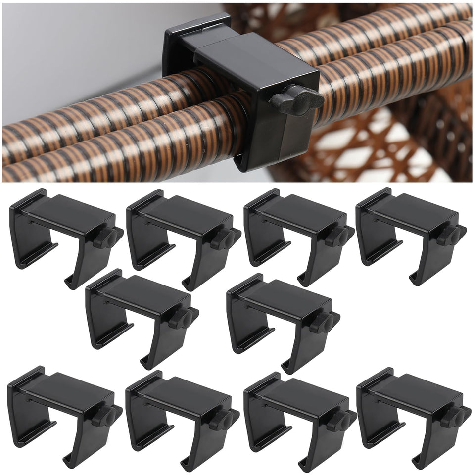 LAMTOP adjustable outdoor clips securing sectional furniture during assembly.