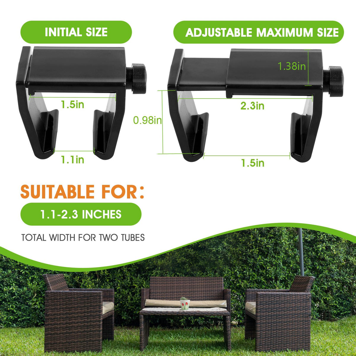 LAMTOP wicker rattan clamps prevent movement on windy days.