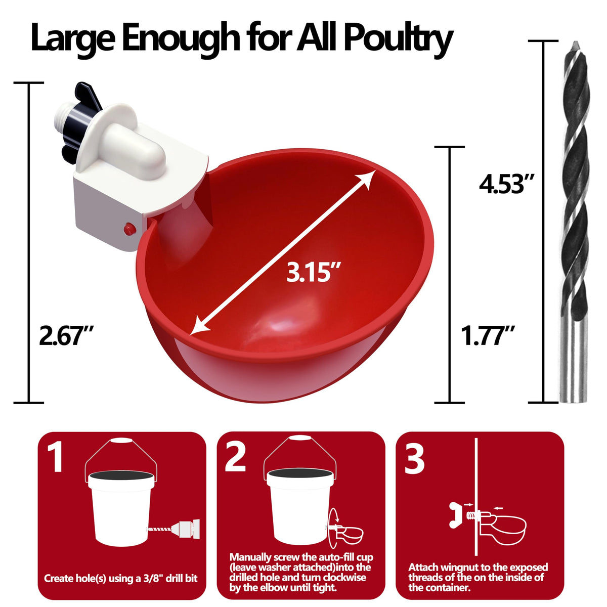 LANARP large-capacity 5L cups keep birds hydrated between refills